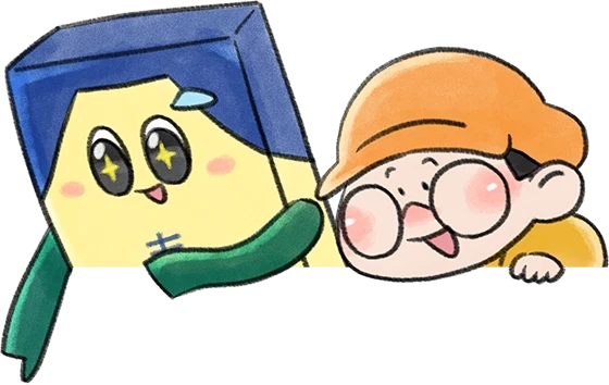 2024年入賞作品を見ている青雲くんとさだきちくん