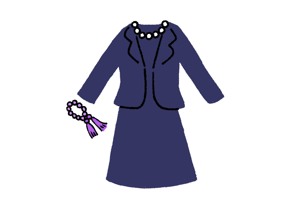 法要の際にお墓参りを行う場合、礼服やそれに準じる黒のスーツなどが望ましい