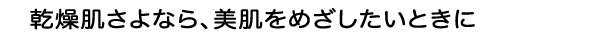 乾燥肌さよなら、美肌をめざしたいときに