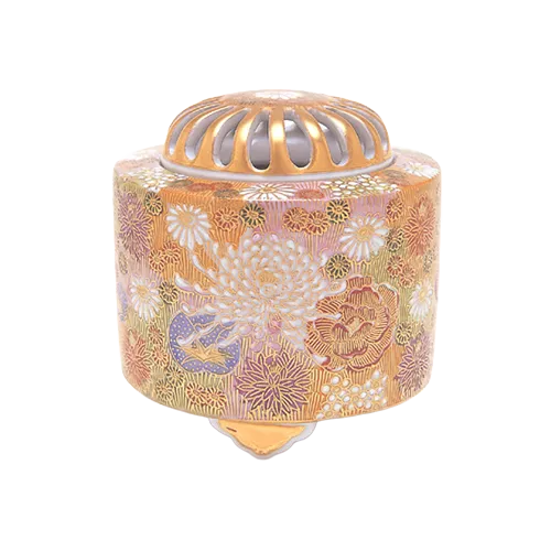 香炉　3.5号　金花詰　九谷焼