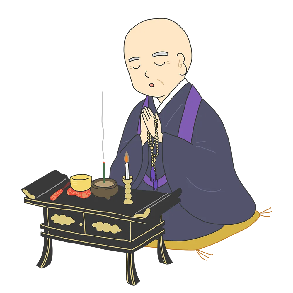 新盆は僧侶を招いて法要を行う